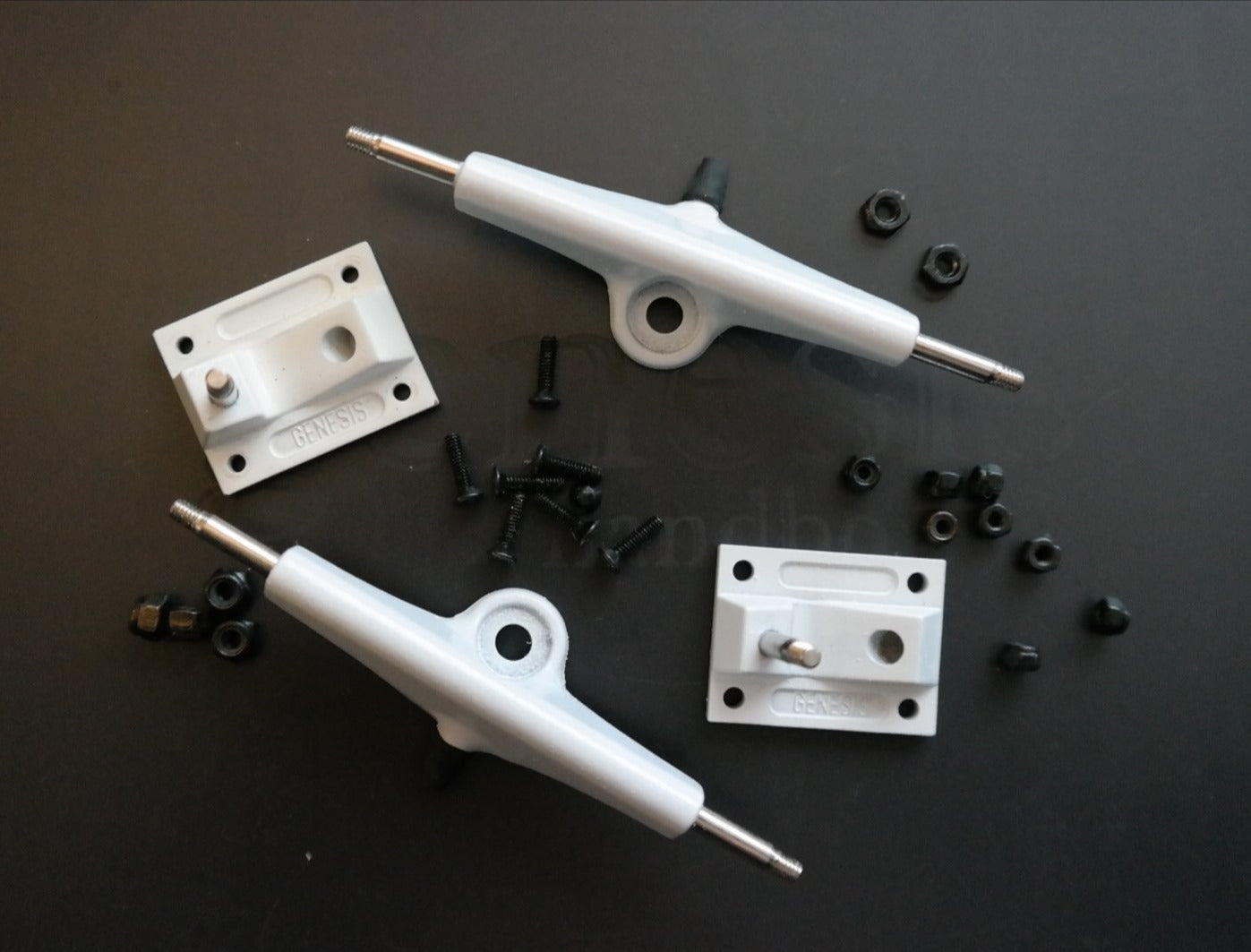 White Genesis Trucks with LevelUp Bushings