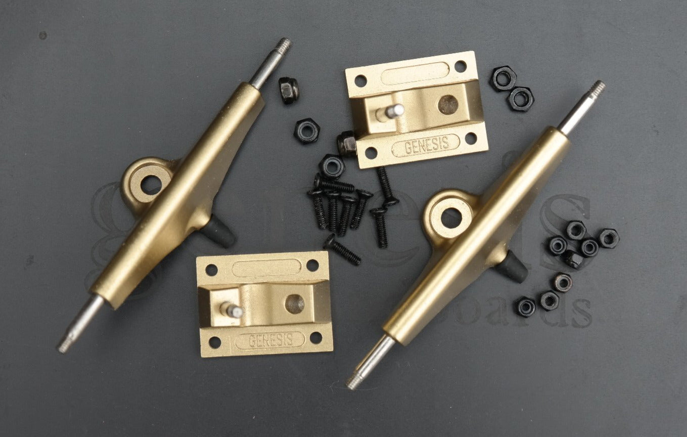 Gold Genesis Trucks with LevelUp Bushings