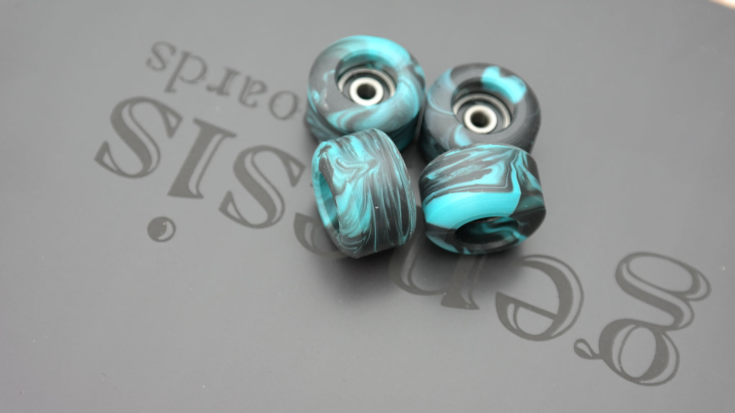 Black & Teal Swirl Industryfb Wheels